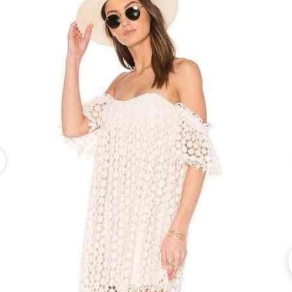 Tularosa X Revolve Amelia Off The Shoulder Lace Dress In Stone Size Medium